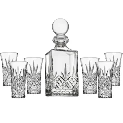 Dublin Crystal 7 Piece Spirits Decanter & Shot Glass Set