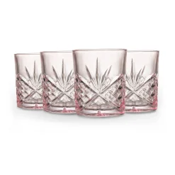 Dublin Crystal Blush Double Old Fashion, Set of 4