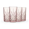 Dublin Crystal Blush Highball, Set of 4