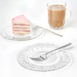 Dublin Crystal Dessert Plate & Dessert Fork, Set of 8