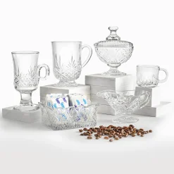 Dublin Crystal Footed Coffee Mug, Set of 4