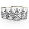 Dublin Crystal Gold Rim Double Old Fashion, Set of 4