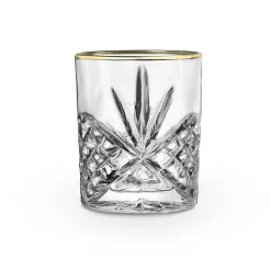 Dublin Crystal Gold Rim Double Old Fashion, Set of 4