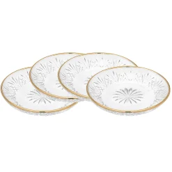 Dublin Crystal Gold Rim Dessert Plates, Set of 4
