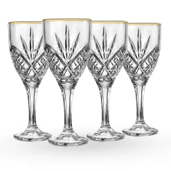 Dublin Crystal Gold Rim Goblet, Set of 4