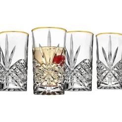 Dublin Crystal Gold Rim Highball, Set of 4