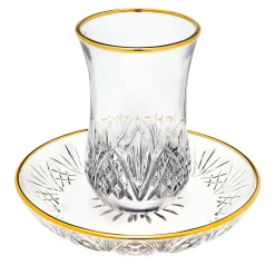 Dublin Crystal Gold Rim Kiddush Set