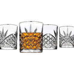 Dublin Crystal Platinum Rim Double Old Fashion, Set of 4