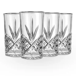 Dublin Crystal Platinum Rim Highball, Set of 4