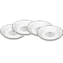 Dublin Crystal Platinum Rim Dessert Plate, Set of 4