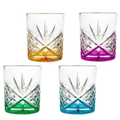 Dublin Crystal Rainbow Double Old Fashion, Set of 4