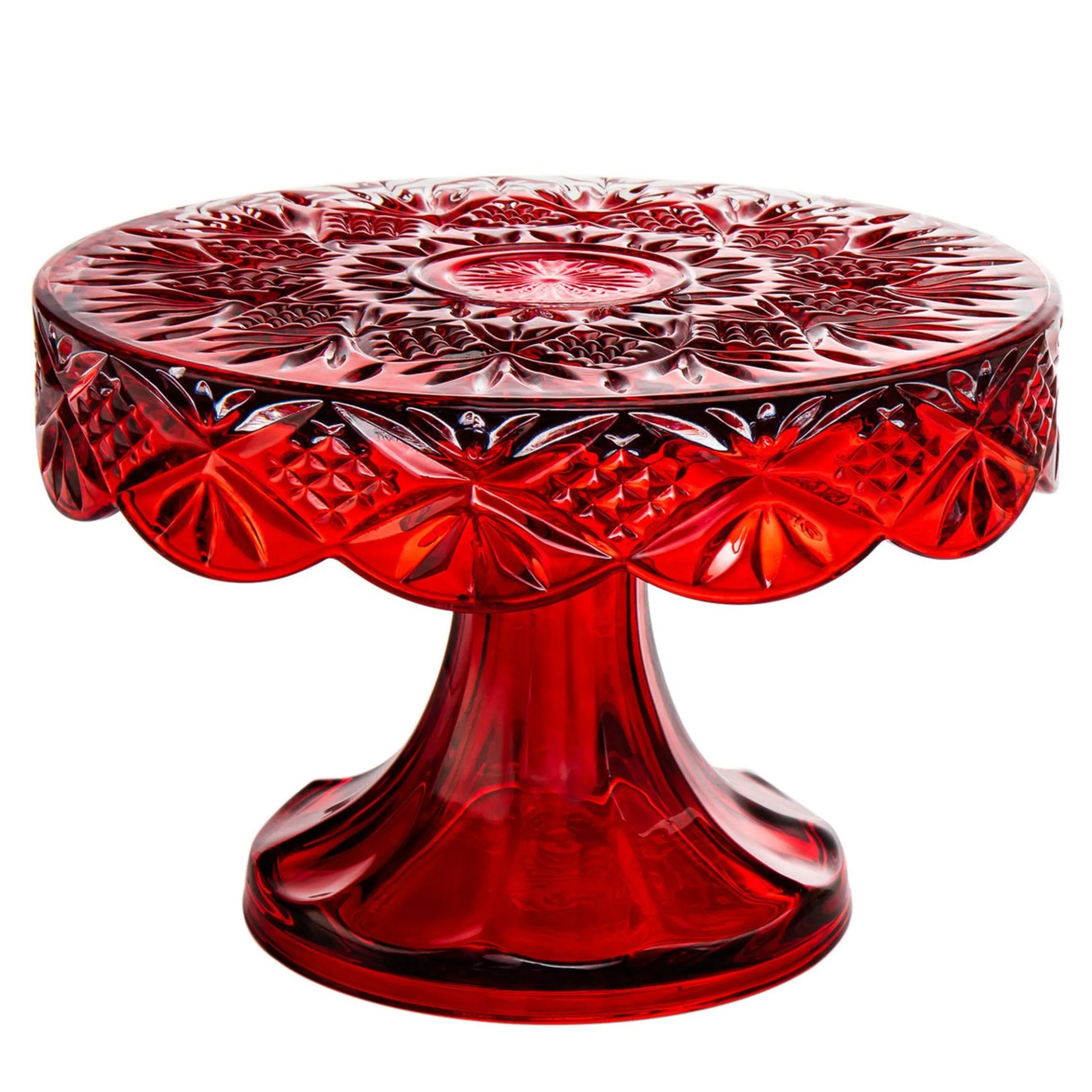 Dublin Crystal Red Cake Plate