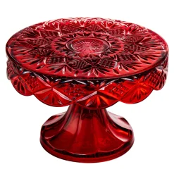 Dublin Crystal Red Cake Plate