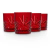 Dublin Crystal Red Double Old Fashion, Set of 4