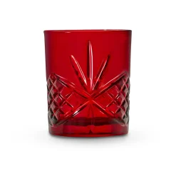 Dublin Crystal Red Double Old Fashion, Set of 4