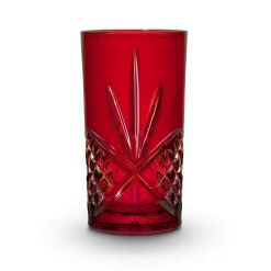 Dublin Crystal Red Highball, Set of 4