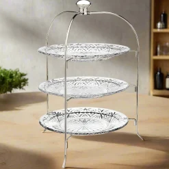 Dublin Crystal Round Three Tier Serving Stand