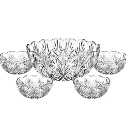 Dublin Crystal Scalloped 5 Piece Serving Bowl Set