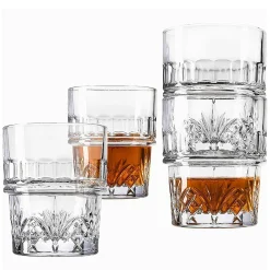Dublin Crystal Stackable Double Old Fashion Glass, Set of 4