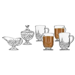 Dublin Crystal Sugar, Creamer, & Mugs Set of 6