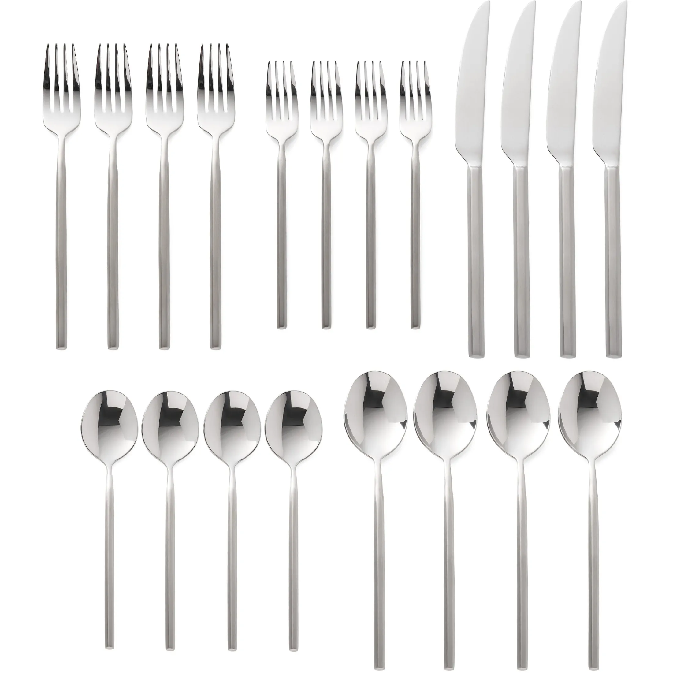 Esagono Matte 18/10 Stainless Steel 20 Piece Flatware Set, Service For 4