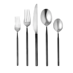 Esagono Matte Black 18/10 Stainless Steel 20 Piece Flatware Set, Service For 4