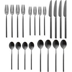 Esagono Matte Black 18/10 Stainless Steel 20 Piece Flatware Set, Service For 4