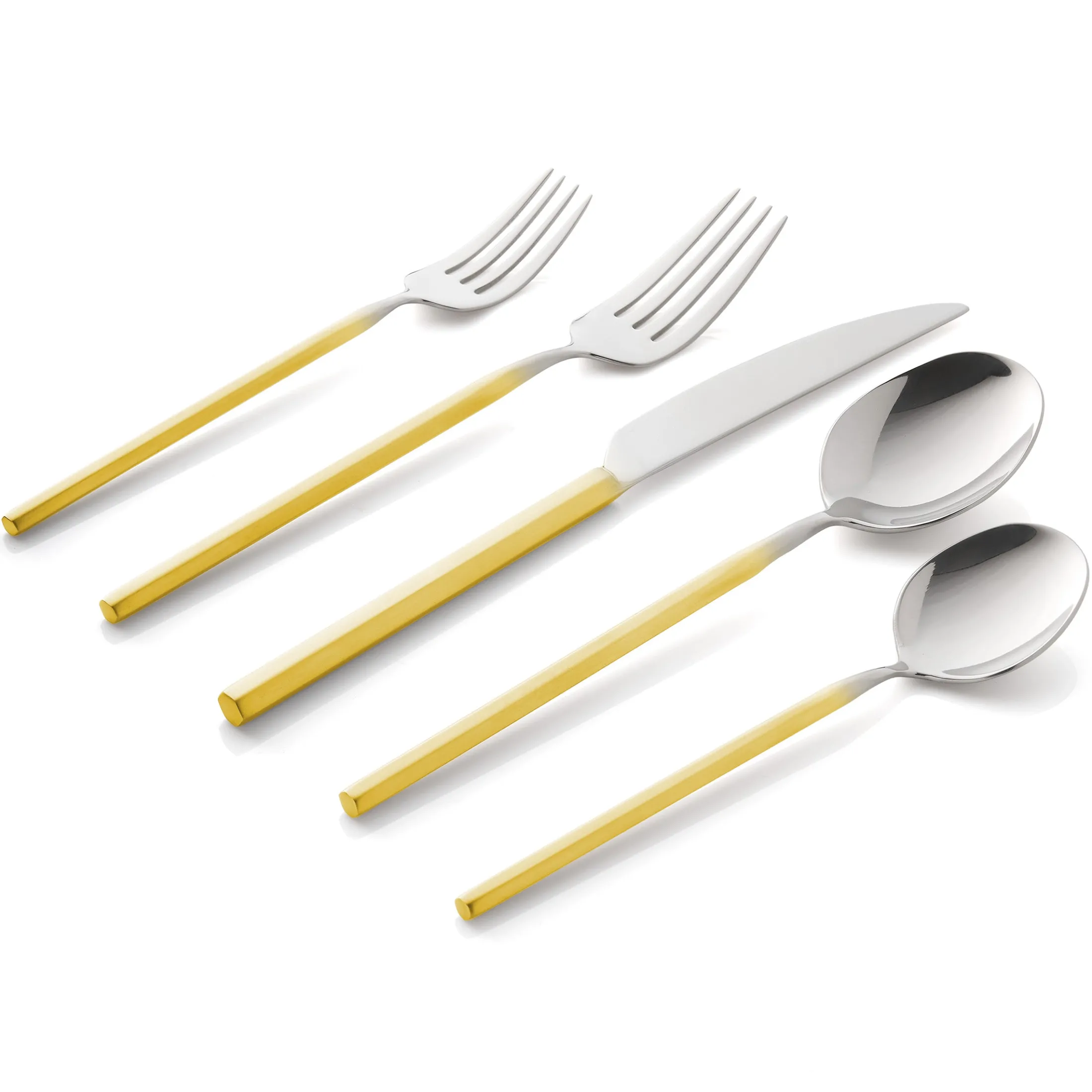 Esagono Matte Gold 18/10 Stainless Steel 20 Piece Flatware Set, Service For 4