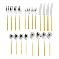 Esagono Matte Gold 18/10 Stainless Steel 20 Piece Flatware Set, Service For 4