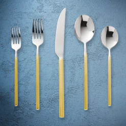 Esagono Matte Gold 18/10 Stainless Steel 20 Piece Flatware Set, Service For 4