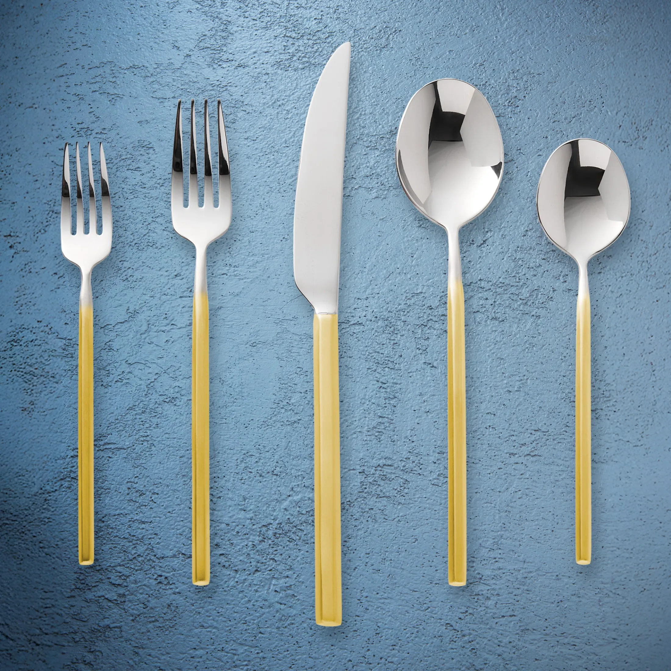 Esagono Matte Gold 18/10 Stainless Steel 20 Piece Flatware Set, Service For 4