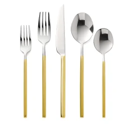 Esagono Mirrored Gold 18/10 Stainless Steel 20 Piece Flatware Set, Service For 4