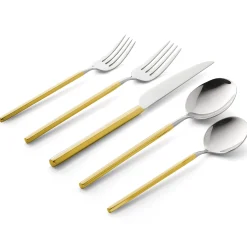Esagono Mirrored Gold 18/10 Stainless Steel 20 Piece Flatware Set, Service For 4