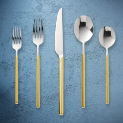 Esagono Mirrored Gold 18/10 Stainless Steel 20 Piece Flatware Set, Service For 4