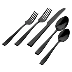 Flagstaff Mirrored Black 18/0 Stainless Steel 20 Piece Flatware Set, Service For 4