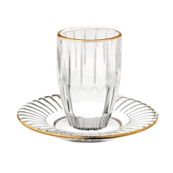 Gold Rim Pleat Crystal Kiddush Set