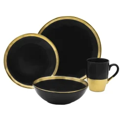 Golden Onyx 4 Piece Dinner Set, Service For 1
