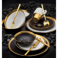 Golden Onyx 4 Piece Dinner Set, Service For 1