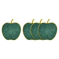 Green Marble Apple Coaster Set