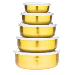 Hammered Gold 5 Piece Storage Bowl Set