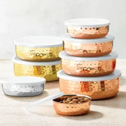 Hammered Gold 5 Piece Storage Bowl Set