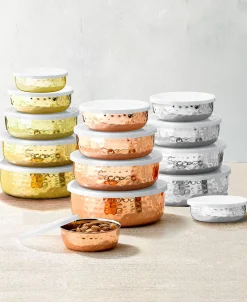 Hammered Stainless 5 Piece Storage Bowl Set