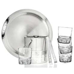 Hammered Stainless Steel 7 Piece Bar Tool Set with Double Old Fashion Set