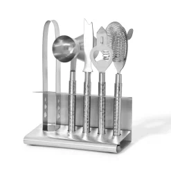 Hammered Stainless Steel 9 Piece Bar Tool Set