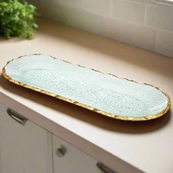 Harper Gold Edge Long Oval Serving Platter