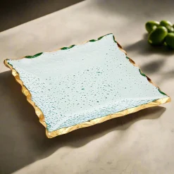 Harper Gold Edge Square Dessert Plates, Set of 4