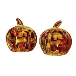 Harvest Amber Pumpkin Salt & Pepper Shaker Set