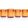 Helix Amber Double Old Fashion Glass, Set of 4