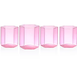 Helix Pink Double Old Fashion Glass, Set of 4