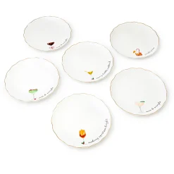 Holiday Cheers Gold Rim Appetizer Plate, Set of 6